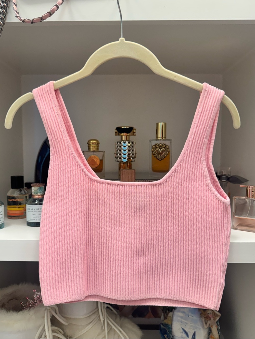 White Fox Crop Tank Top